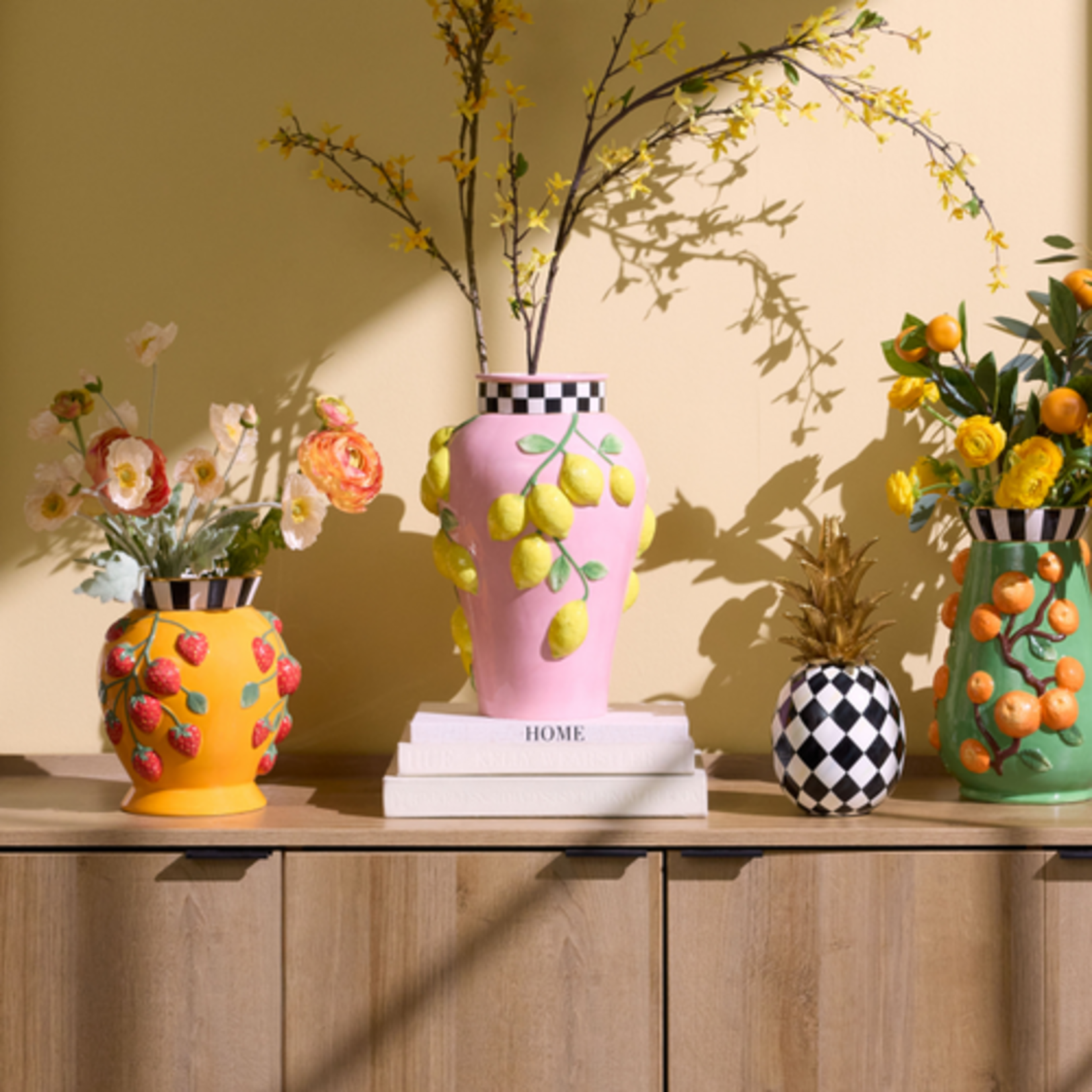 MacKenzie-Childs tutti frutti lemon vase