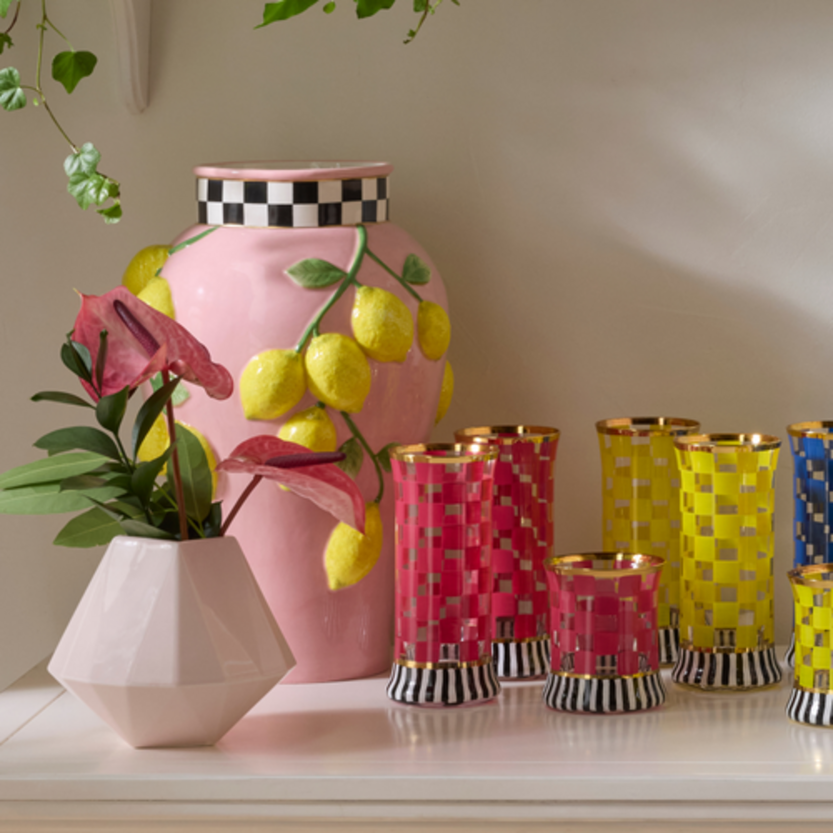MacKenzie-Childs tutti frutti lemon vase