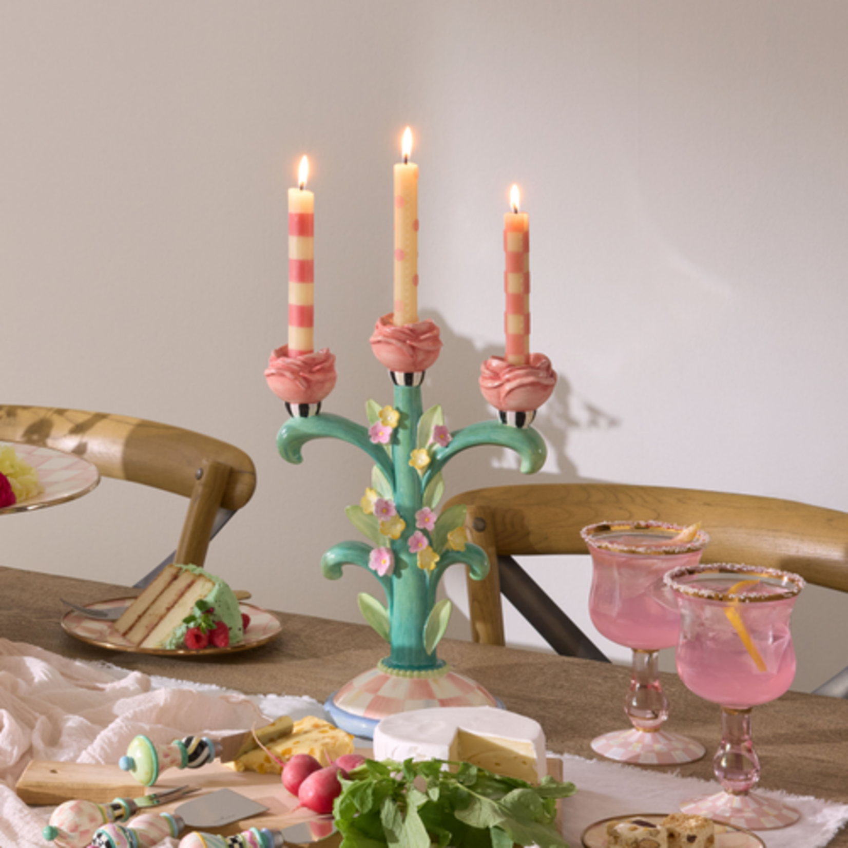 MacKenzie-Childs rosy meadow candelabra
