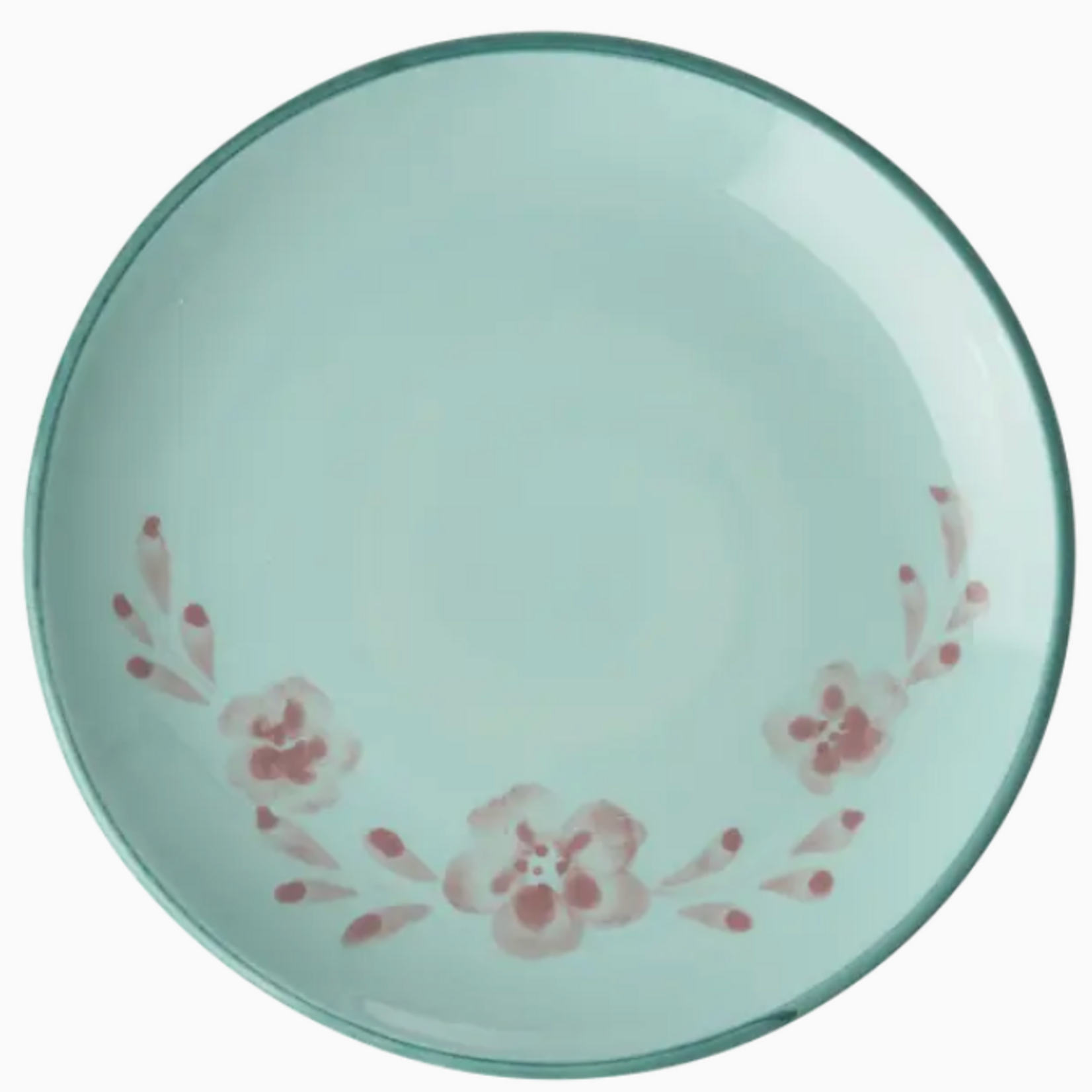 Ceramic Cake (Dessert) Plate with Hand Painted Flower Vine