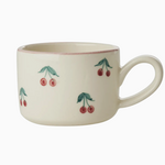 Ceramic Cappuccino Cup with Hand Painted Cherries - 6.7 oz