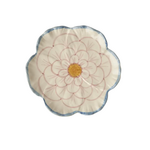 Ceramic Flower Shaped Side Plate with Blue Border