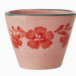 Ceramic Oval Espresso Cup with Hand Painted Orange Flower Vine - 2.4 oz