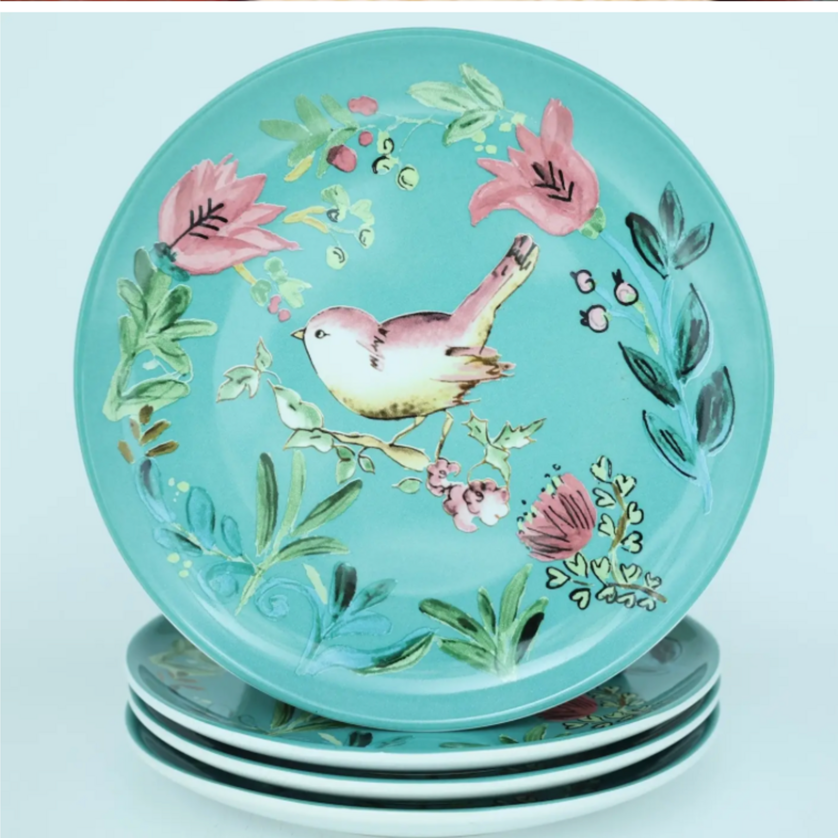 Dinner Plate Bird Aqua - Set of 4