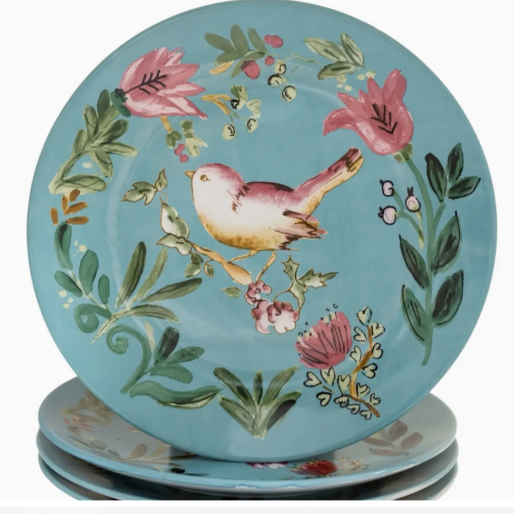 Elsata Salad Plate Bird Pink - Set of 4