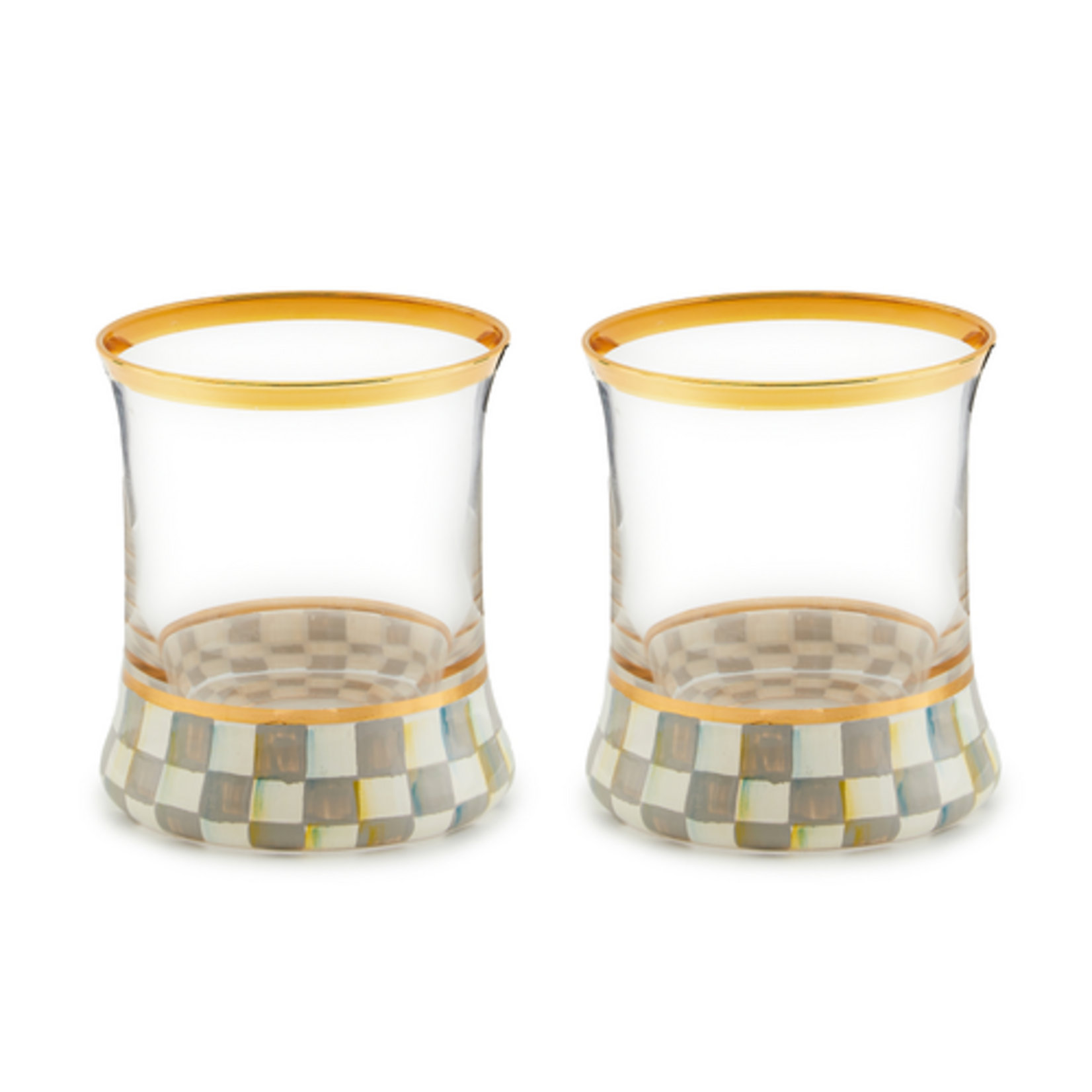 MacKenzie-Childs sterling check tumbler glass, set of 2