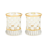 MacKenzie-Childs carnival white tumbler glass, set of 2