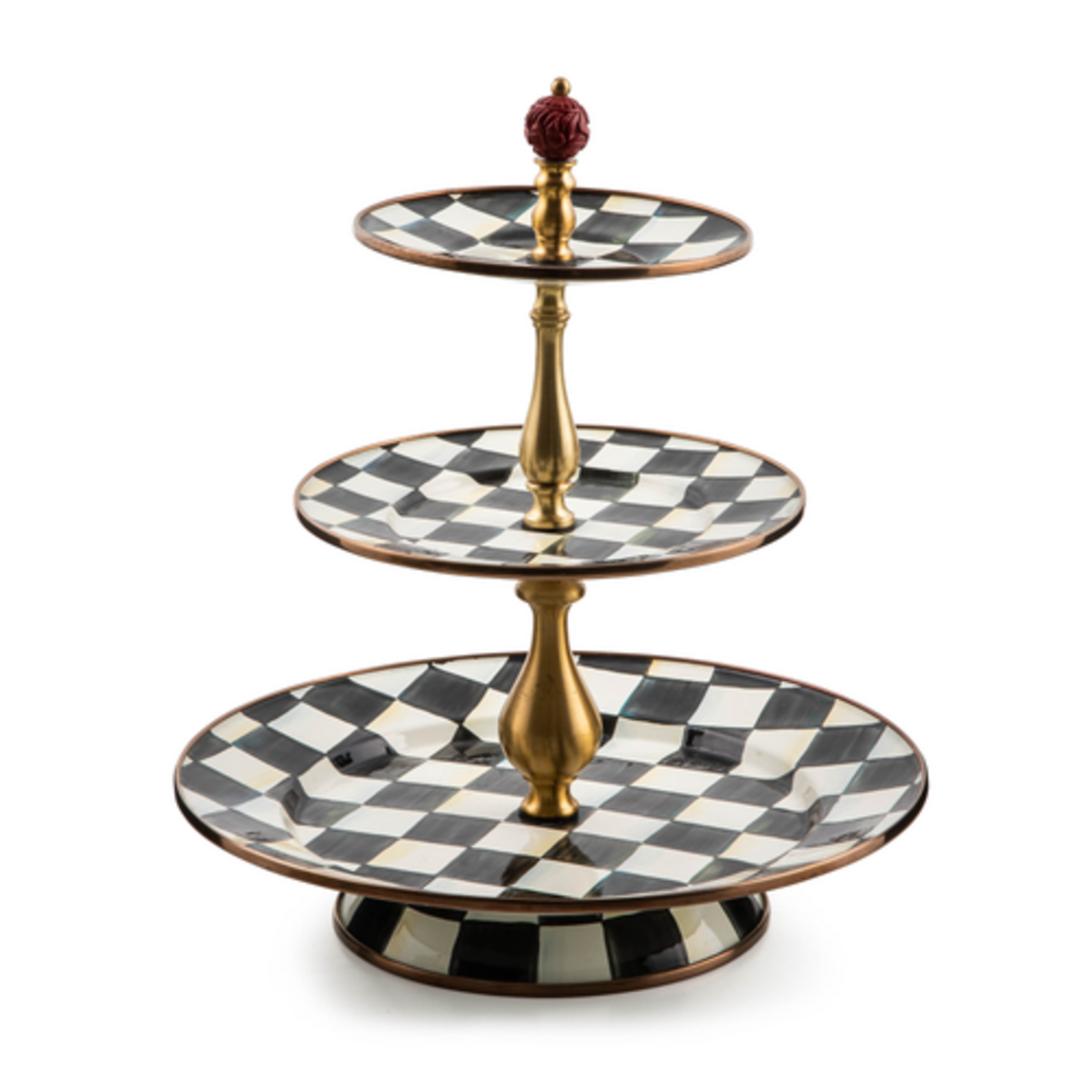 MacKenzie-Childs courtly check three tier sweet stand