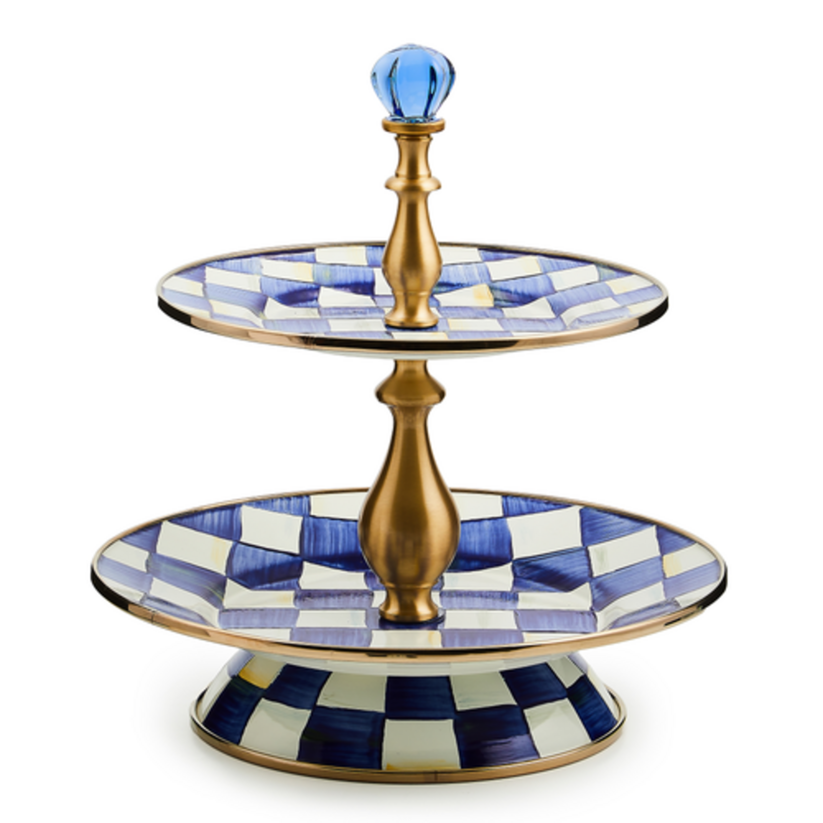 MacKenzie-Childs royal check two tier sweet stand