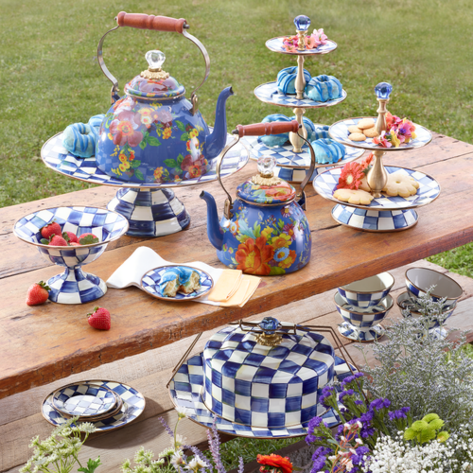 MacKenzie-Childs royal check two tier sweet stand