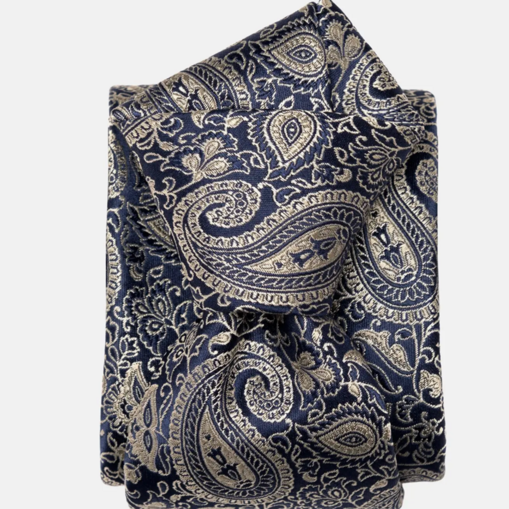 Elizabetta Made in Italy USA Donatello - Silk Jacquard Tie - Navy and Pewter Standard