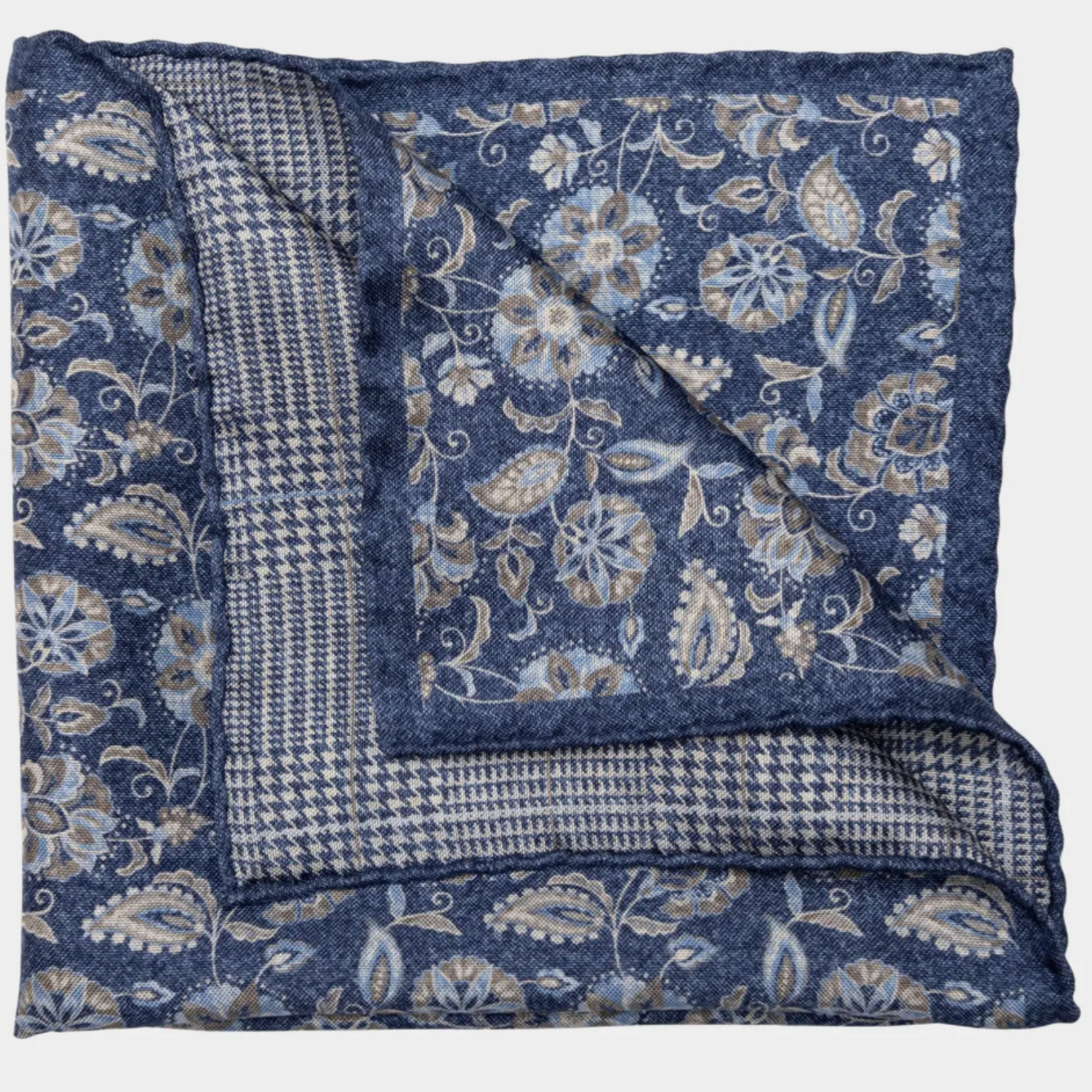 Elizabetta Made in Italy USA Enzo - Double Sided Silk Pocket Square - Blue