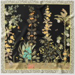 Elizabetta Made in Italy USA Fantasia - Hand Rolled Silk Foulard - Black