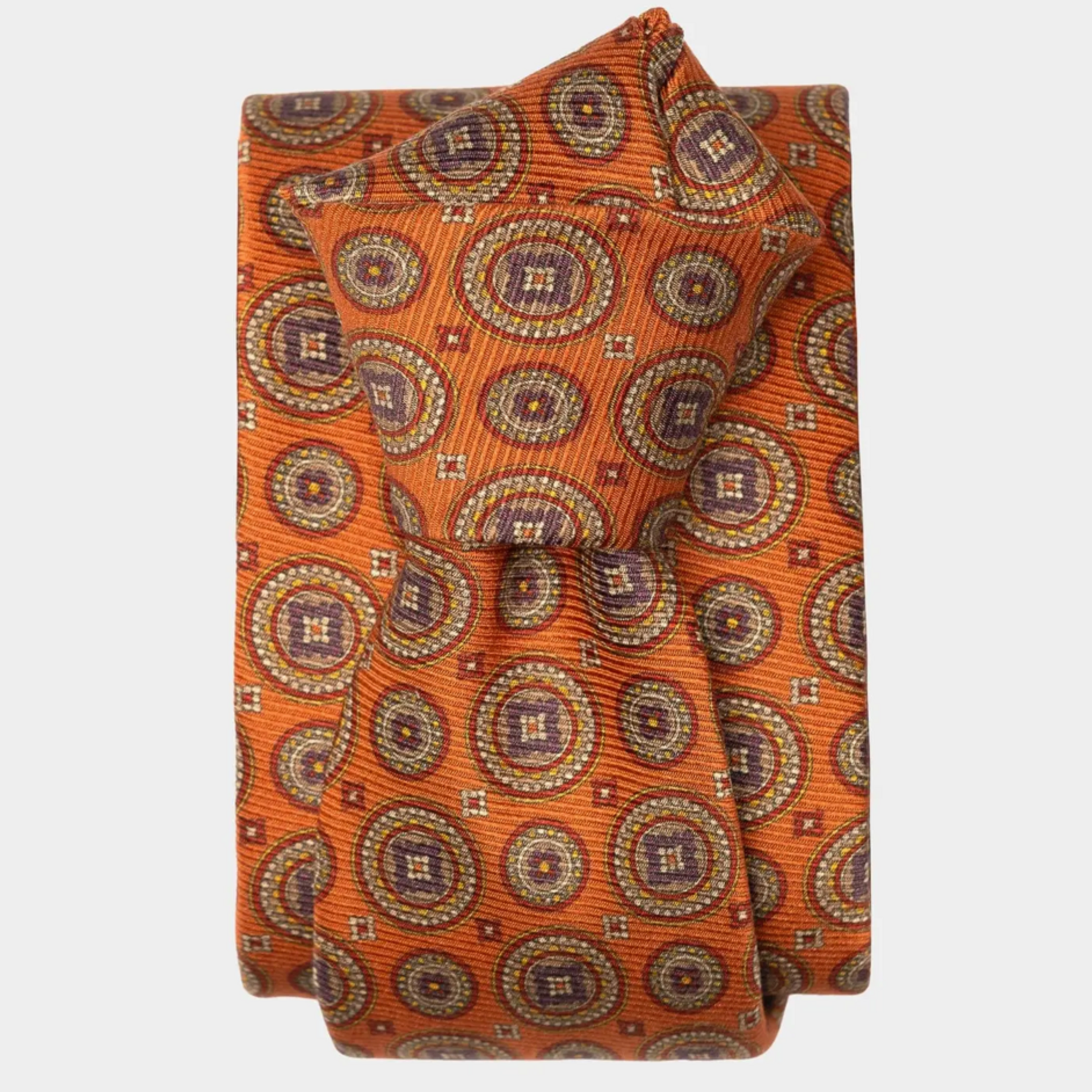 Elizabetta Made in Italy USA Farnese- Printed Madder Silk Tie - Orange Standard (3.25" x 58.5")