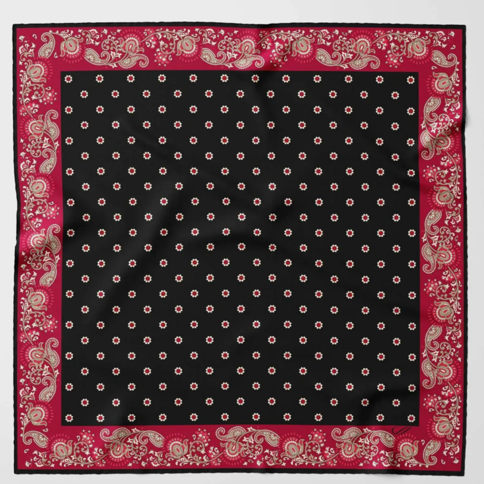 Elizabetta Made in Italy USA Sangiovese - Silk Pocket Square - Black and Red
