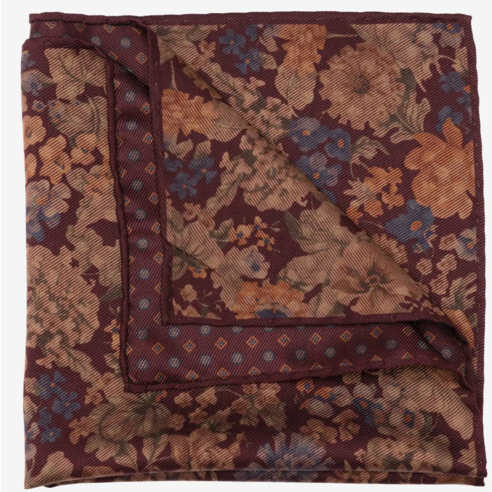 Elizabetta Made in Italy USA Vico - Double Sided Silk Pocket Square - Bordeaux