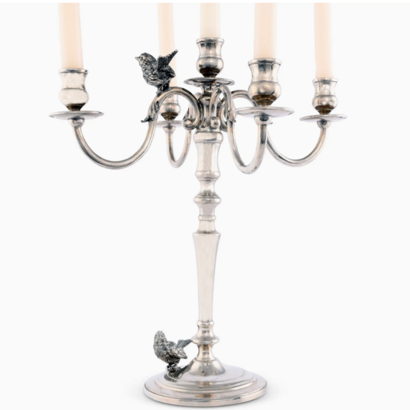 Vagabond House Five Taper Pewter Song Bird Candelabrum