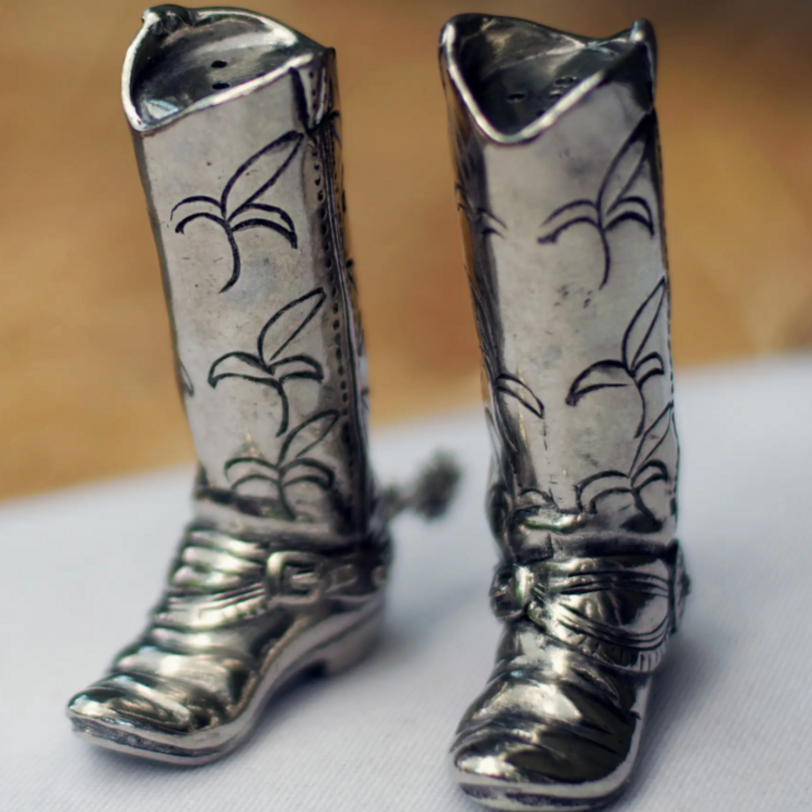 Vagabond House Pewter Cowboy Boot Salt & Pepper Set