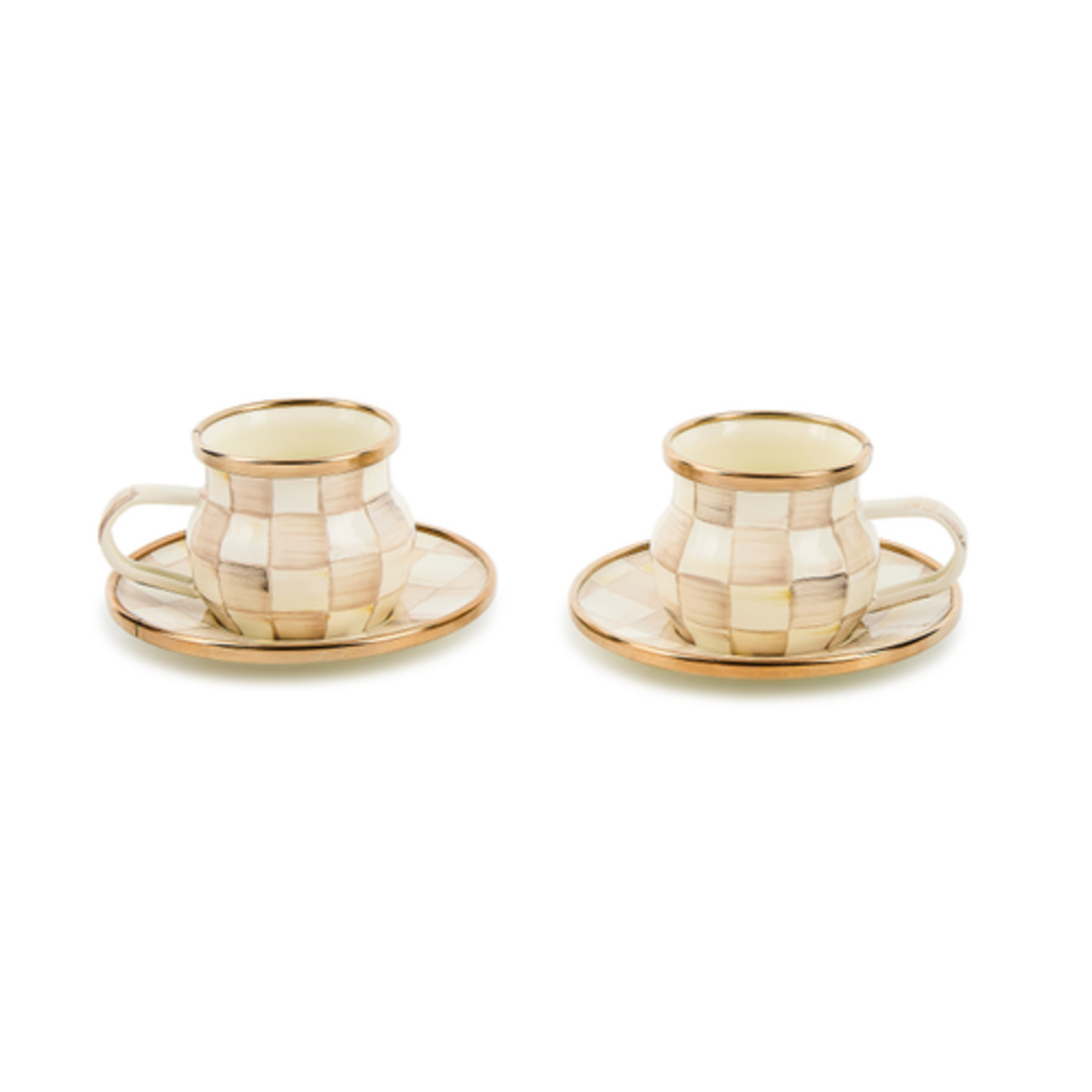 MacKenzie-Childs mocha check espresso cup & saucer set