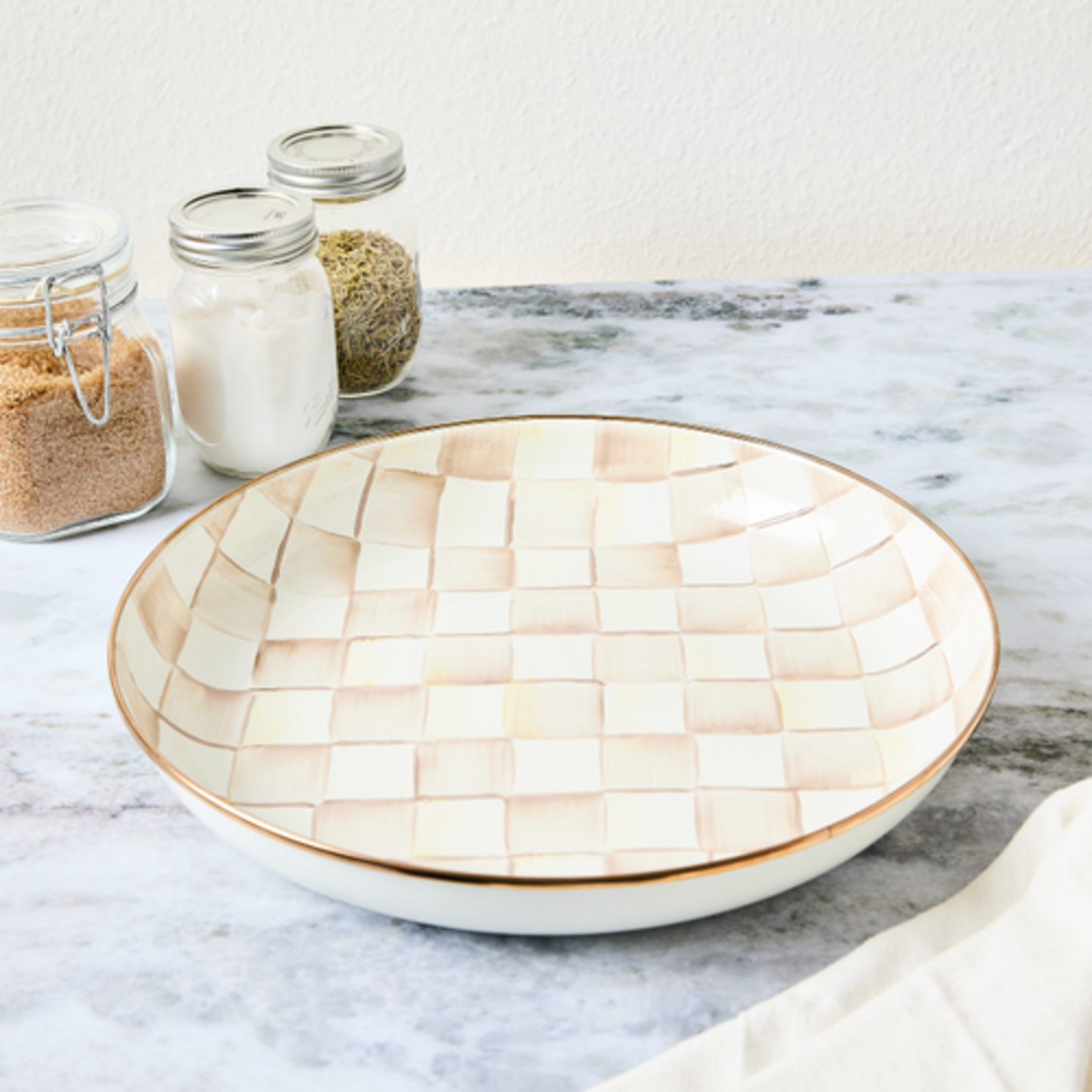 MacKenzie-Childs mocha check abundant bowl