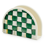 MacKenzie-Childs emerald check enamel napkin holder