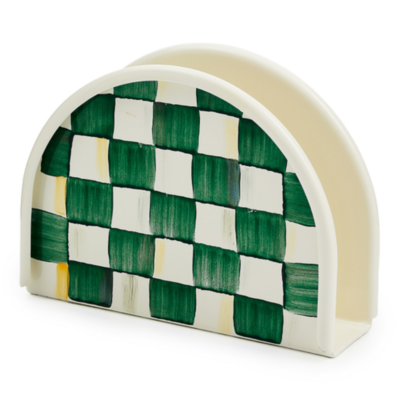 MacKenzie-Childs emerald check enamel napkin holder