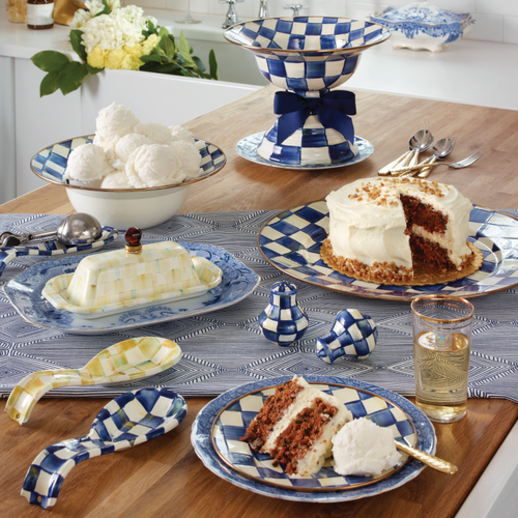 MacKenzie-Childs royal check serving bowl