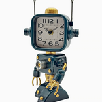 Boxman Industrial Steampunk Green Robot Table Clock Short