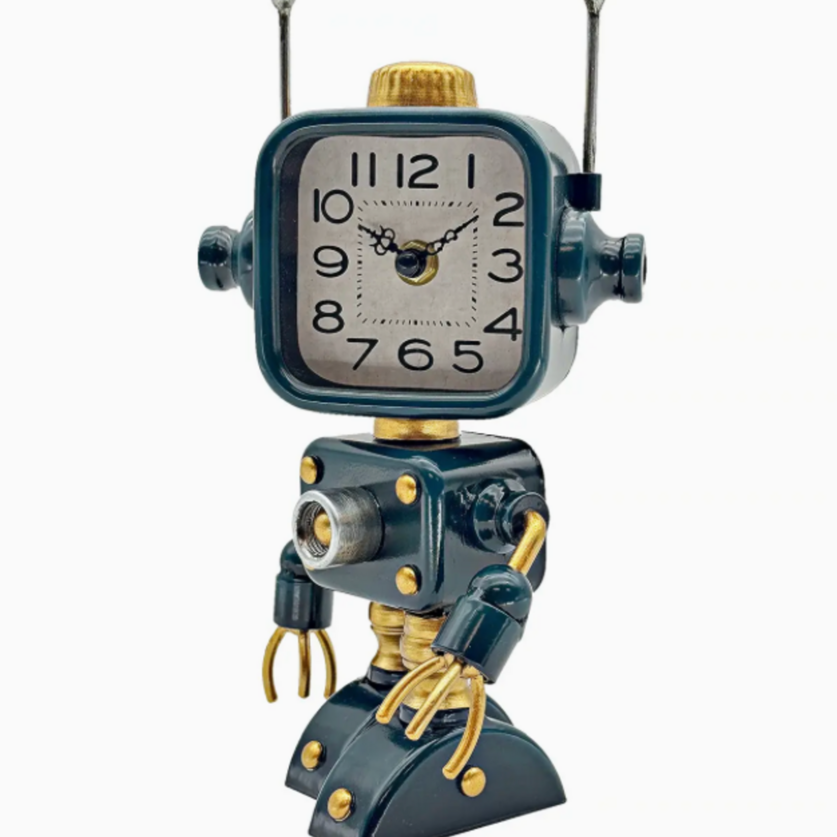 Boxman Industrial Steampunk Green Robot Table Clock Short
