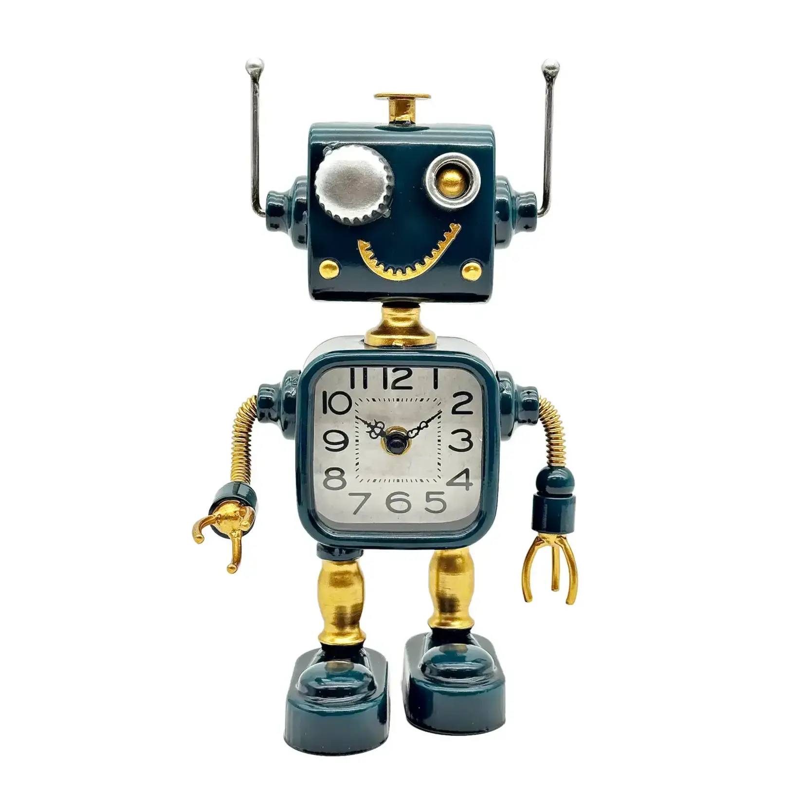Boxman Industrial Steampunk Green Robot Table Clock Tall
