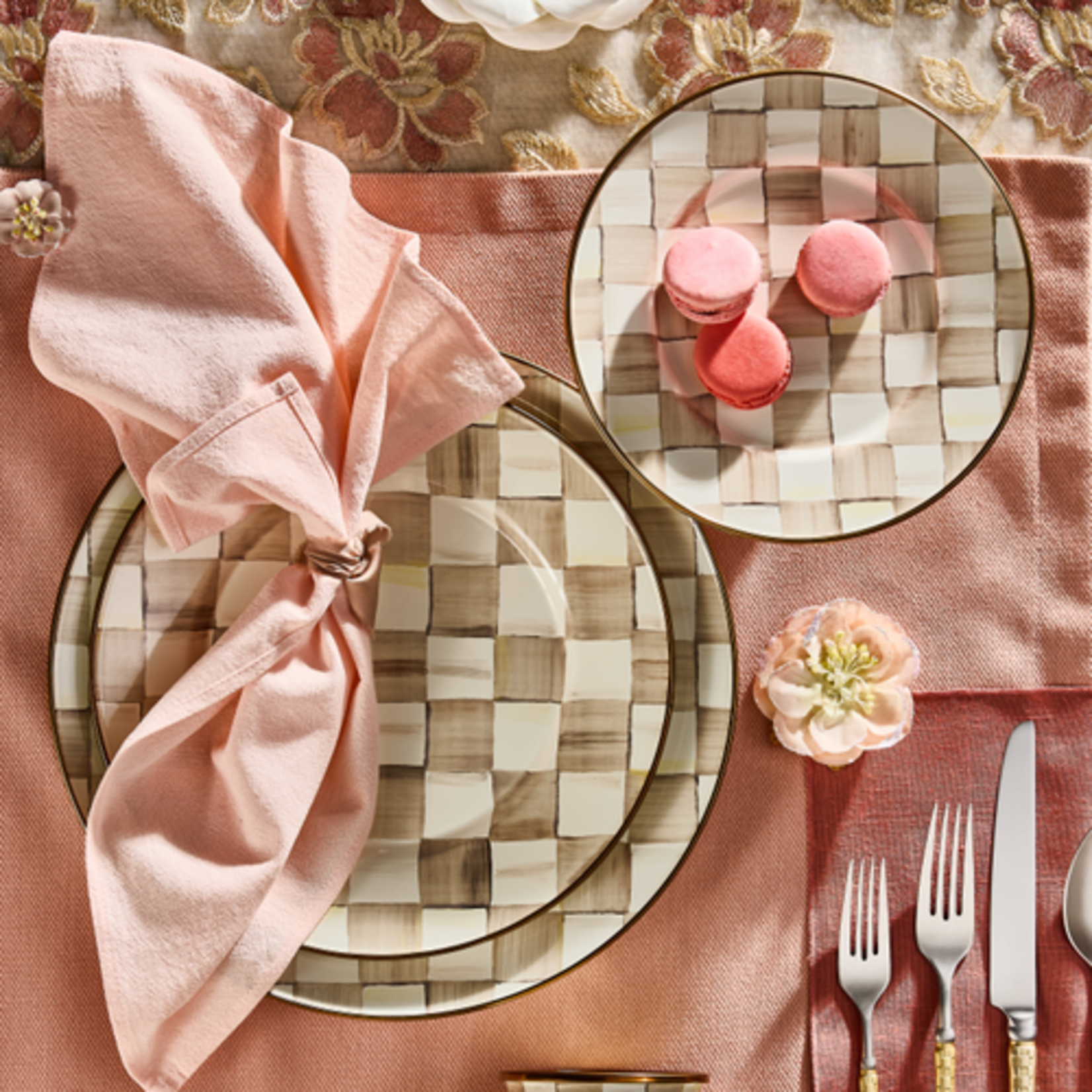 MacKenzie-Childs mocha check salad plate