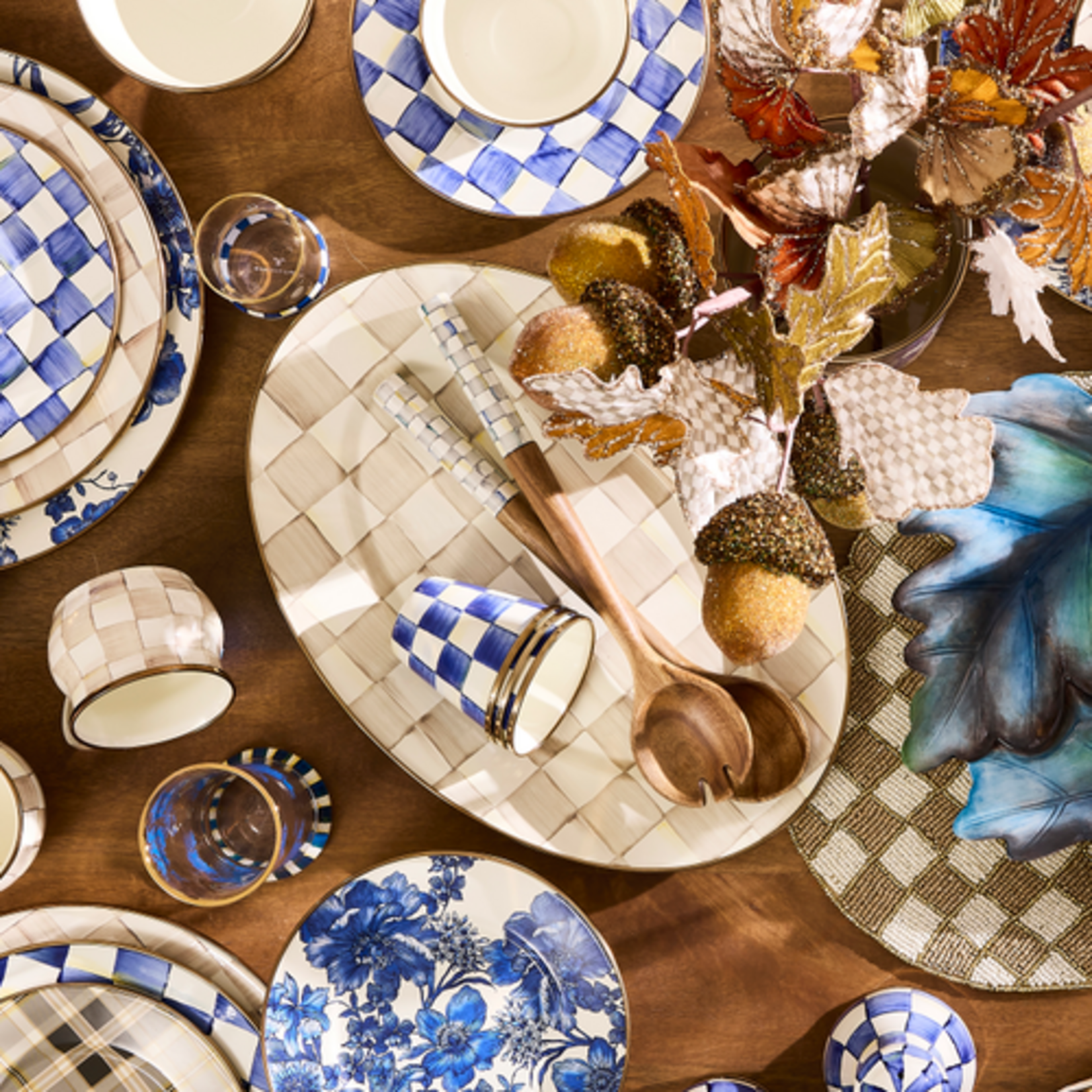 MacKenzie-Childs mocha check large oval platter