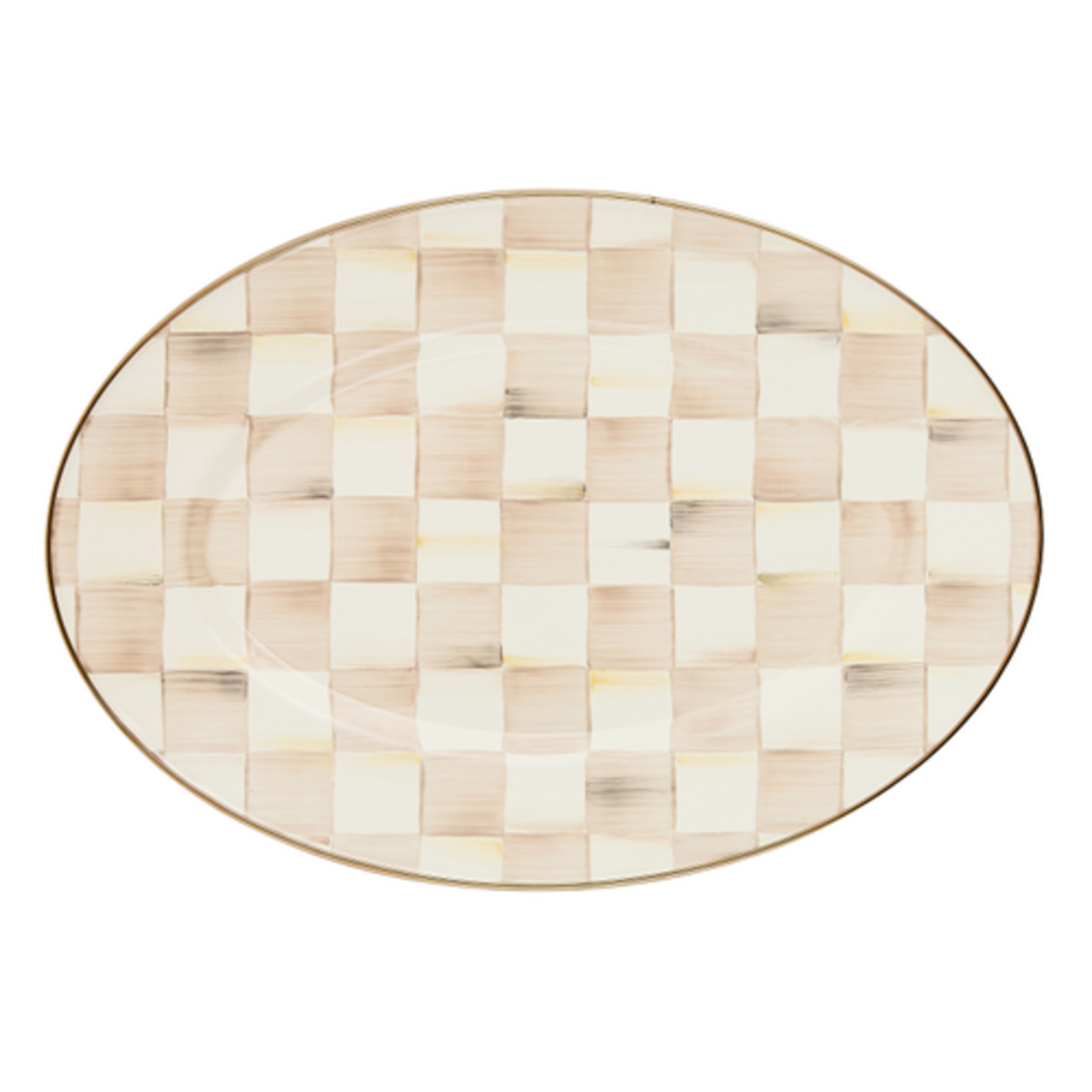 MacKenzie-Childs mocha check small oval platter