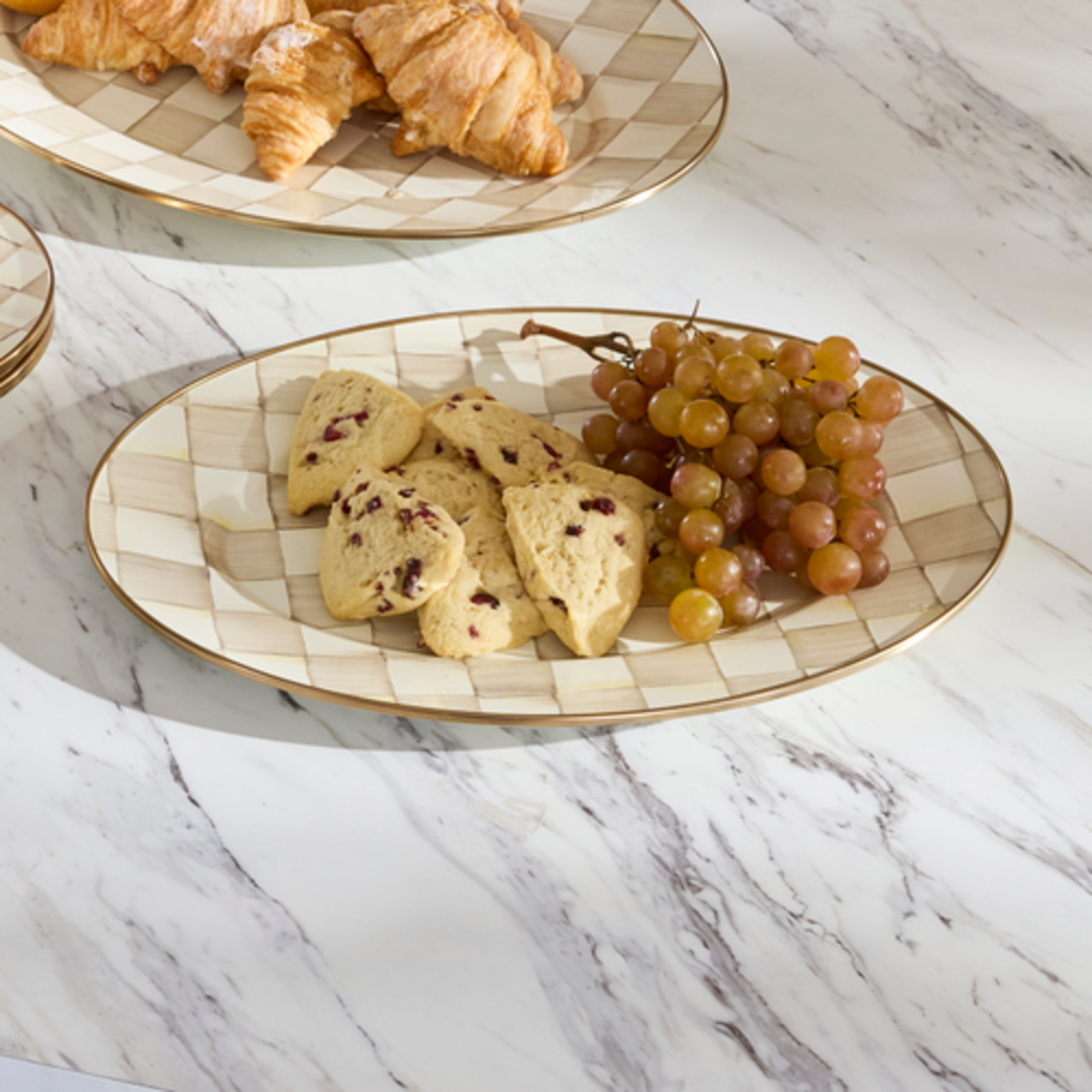 MacKenzie-Childs mocha check small oval platter