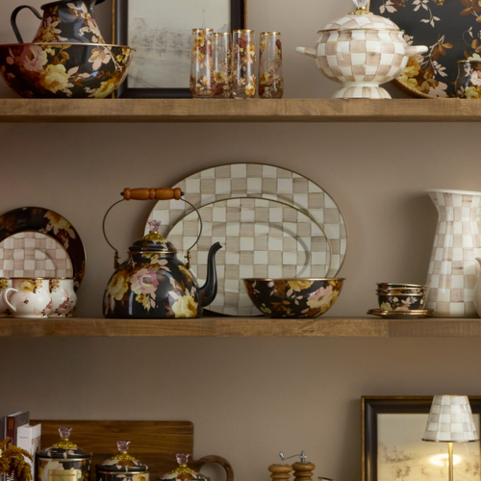 MacKenzie-Childs mocha check small oval platter