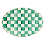 MacKenzie-Childs emerald check small oval platter