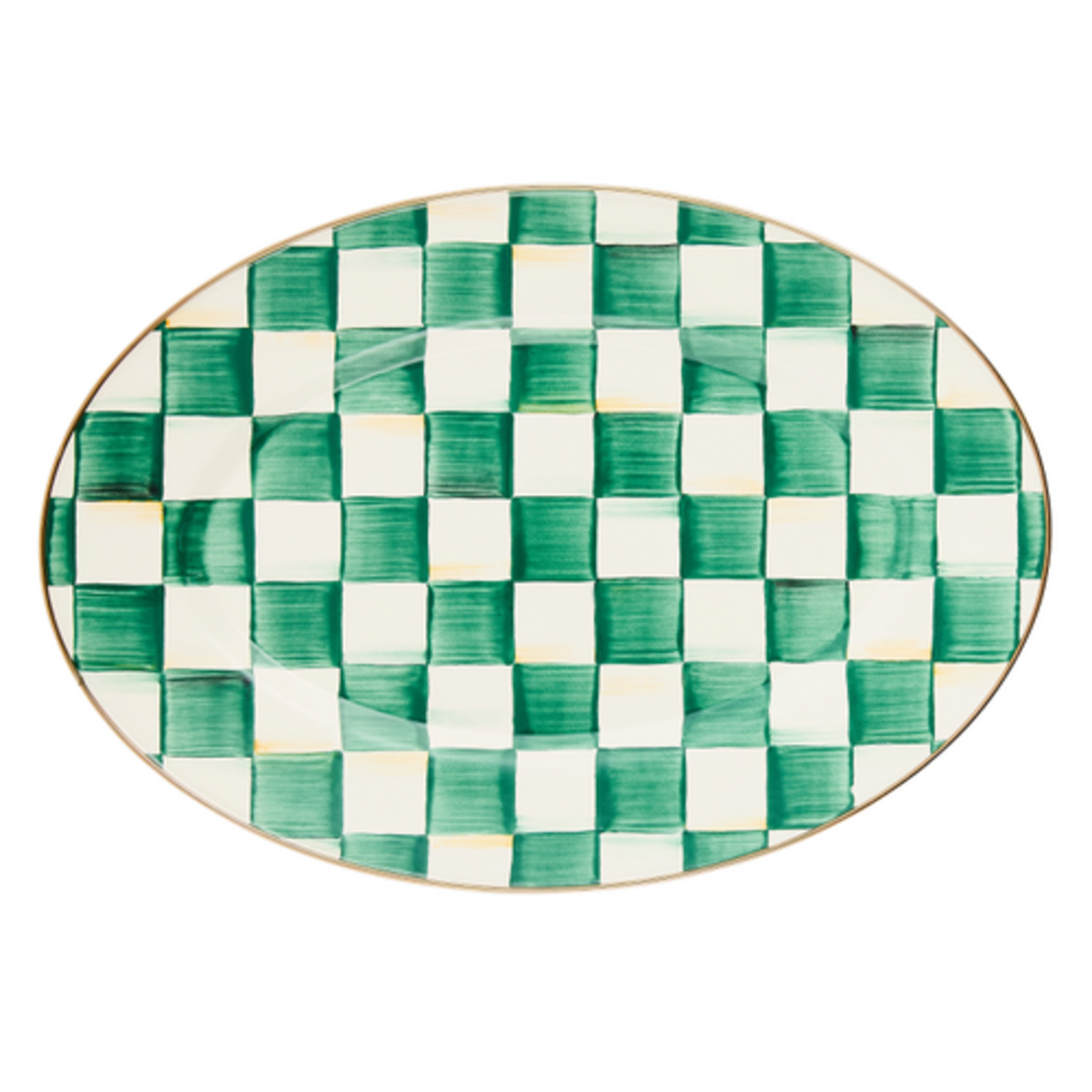 MacKenzie-Childs emerald check small oval platter