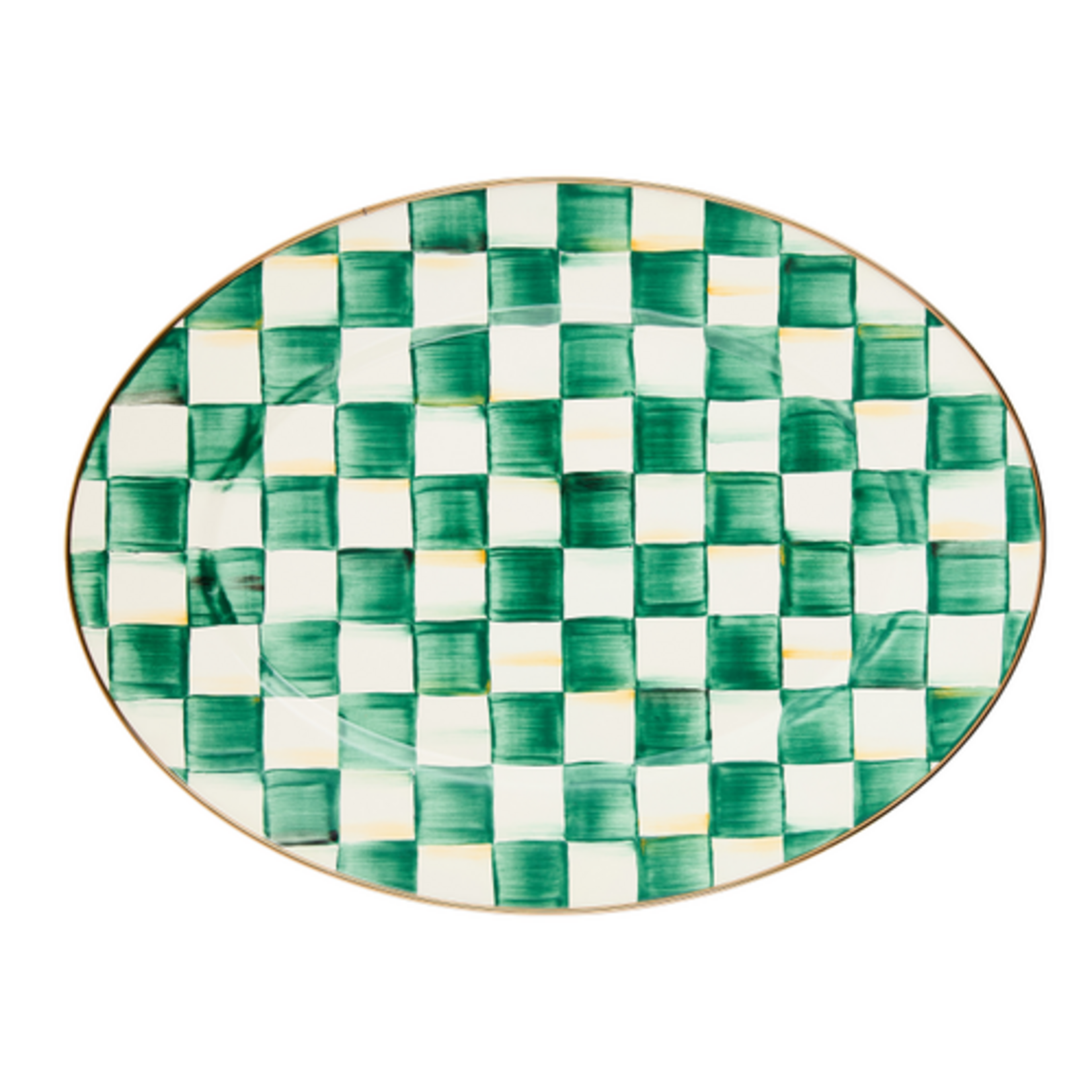 MacKenzie-Childs emerald check medium oval platter