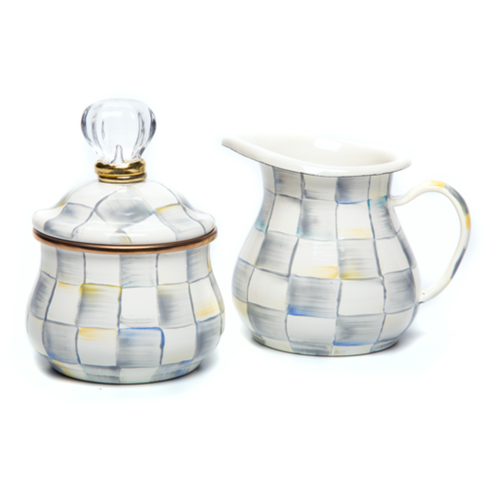 MacKenzie-Childs sterling check creamer & sugar bowl set