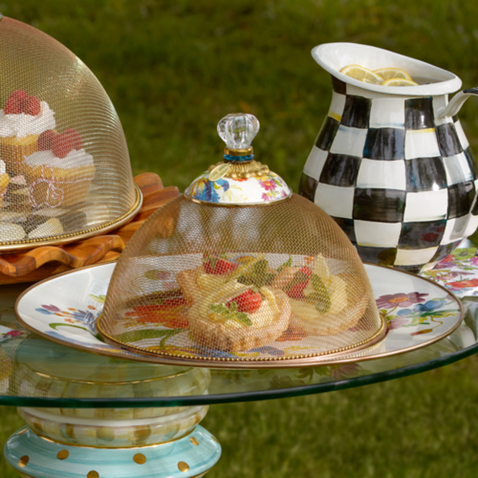 MacKenzie-Childs white flower market serving platter