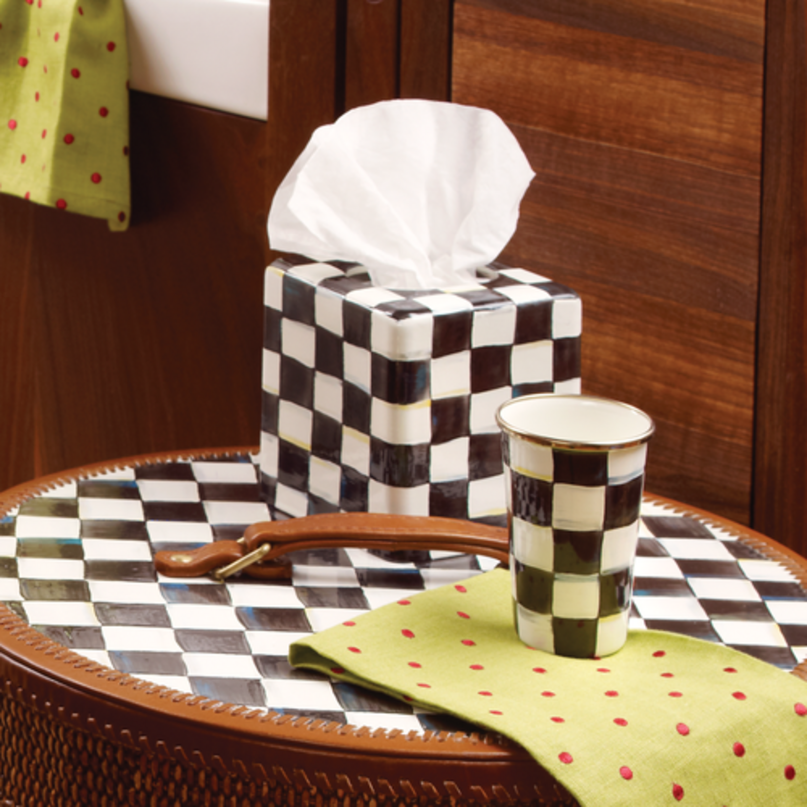 MacKenzie-Childs courtly check boutique tissue box cover