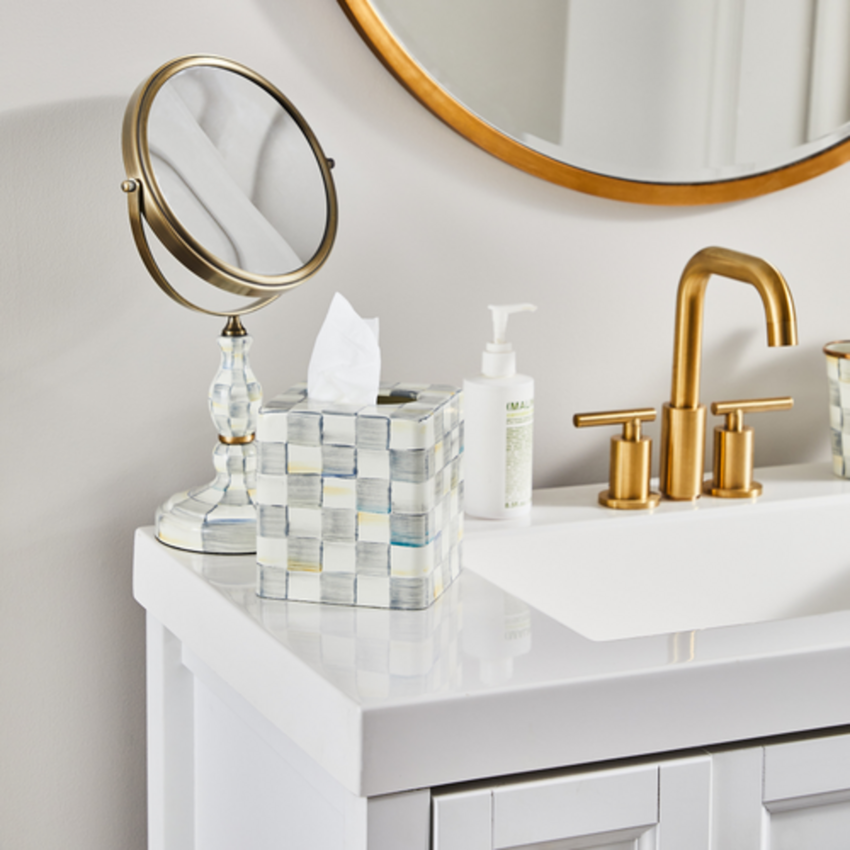 MacKenzie-Childs sterling check boutique tissue box cover