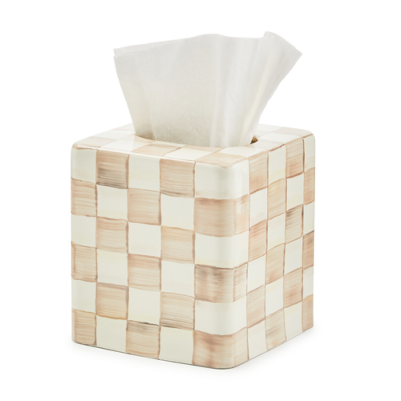 MacKenzie-Childs mocha check boutique tissue box cover