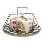 MacKenzie-Childs white flower market cake carrier