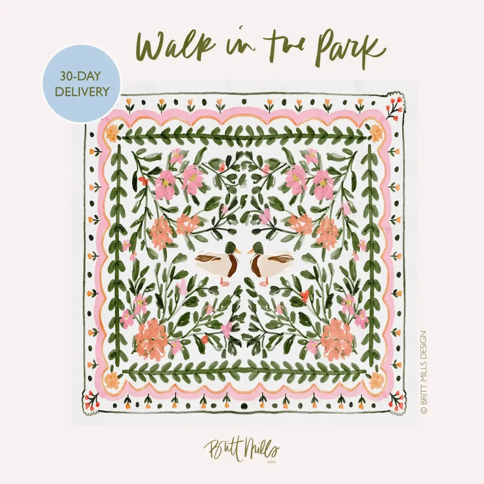 Britt Mills Design Walk in the Park Mahjong Mat (Non-Neoprene)