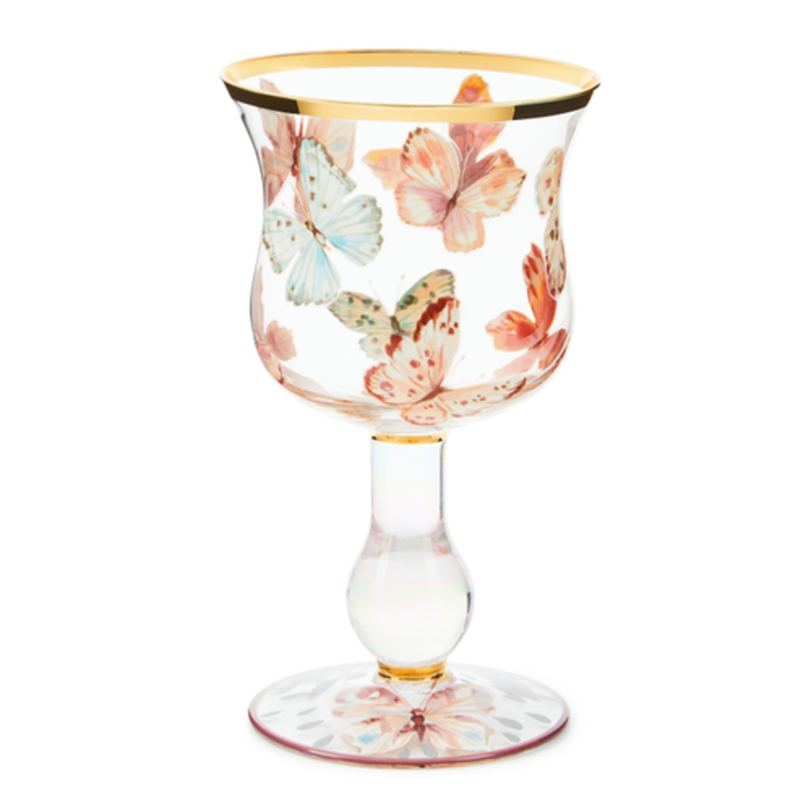 MacKenzie-Childs butterfly hill wine glass
