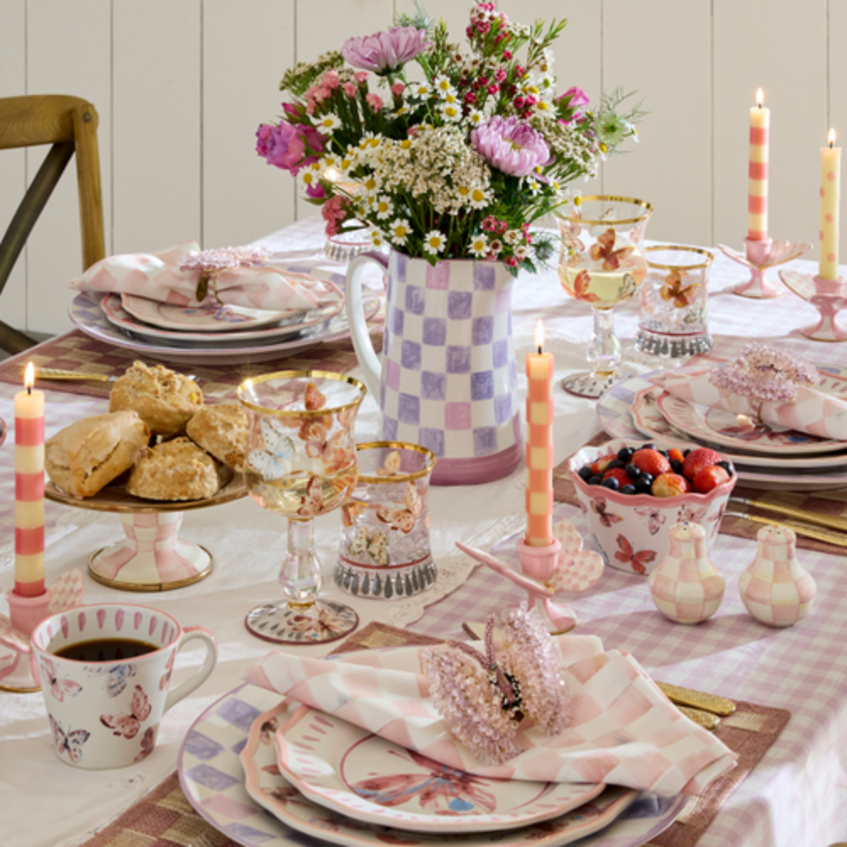 MacKenzie-Childs butterfly hill wine glass