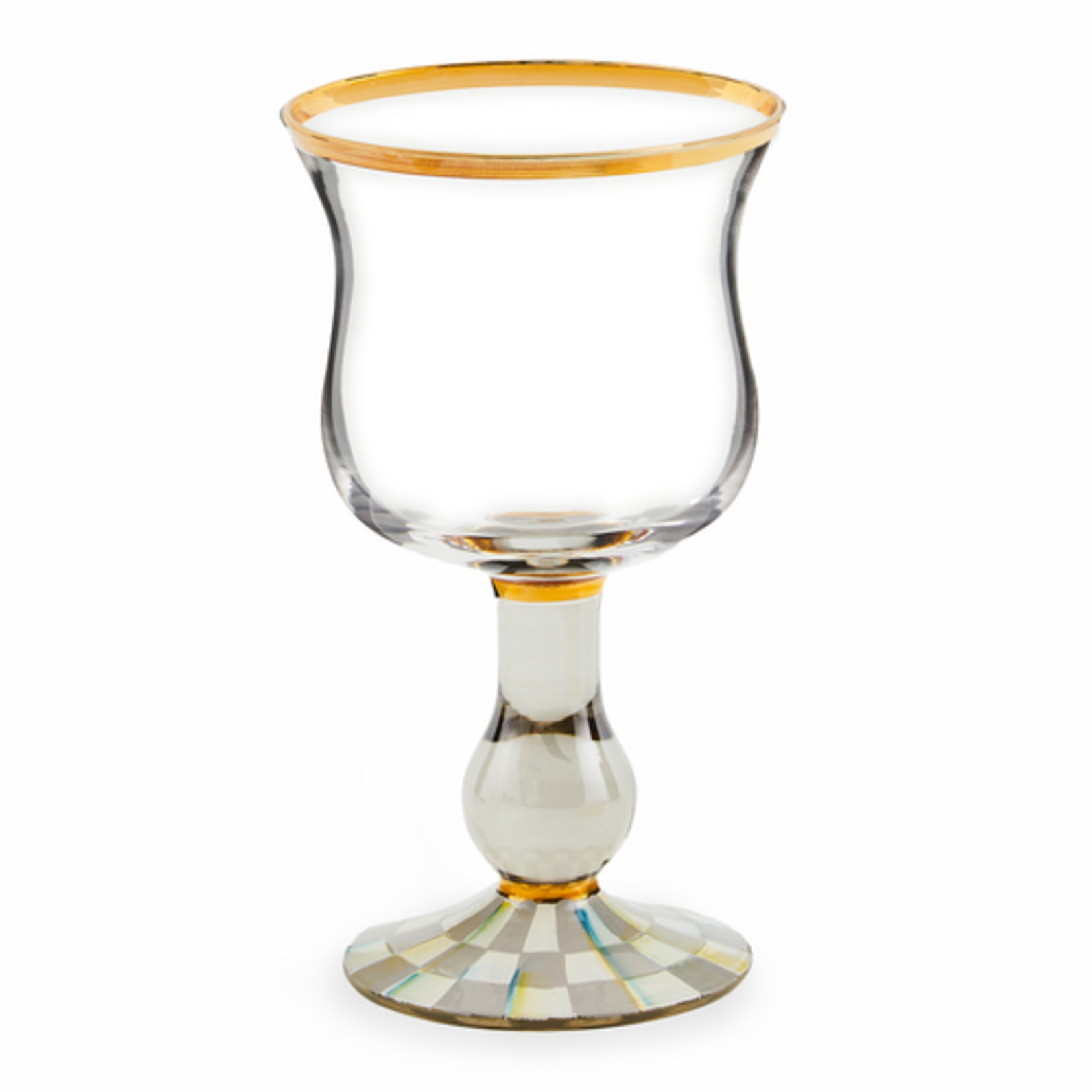 MacKenzie-Childs sterling check wine glass
