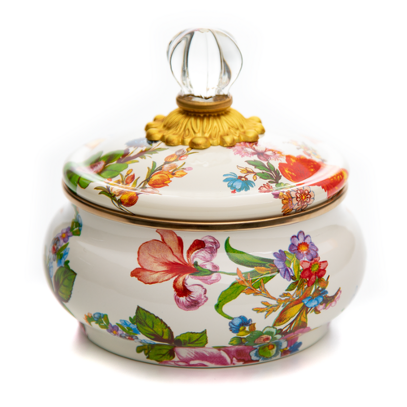 MacKenzie-Childs white flower market squashed pot