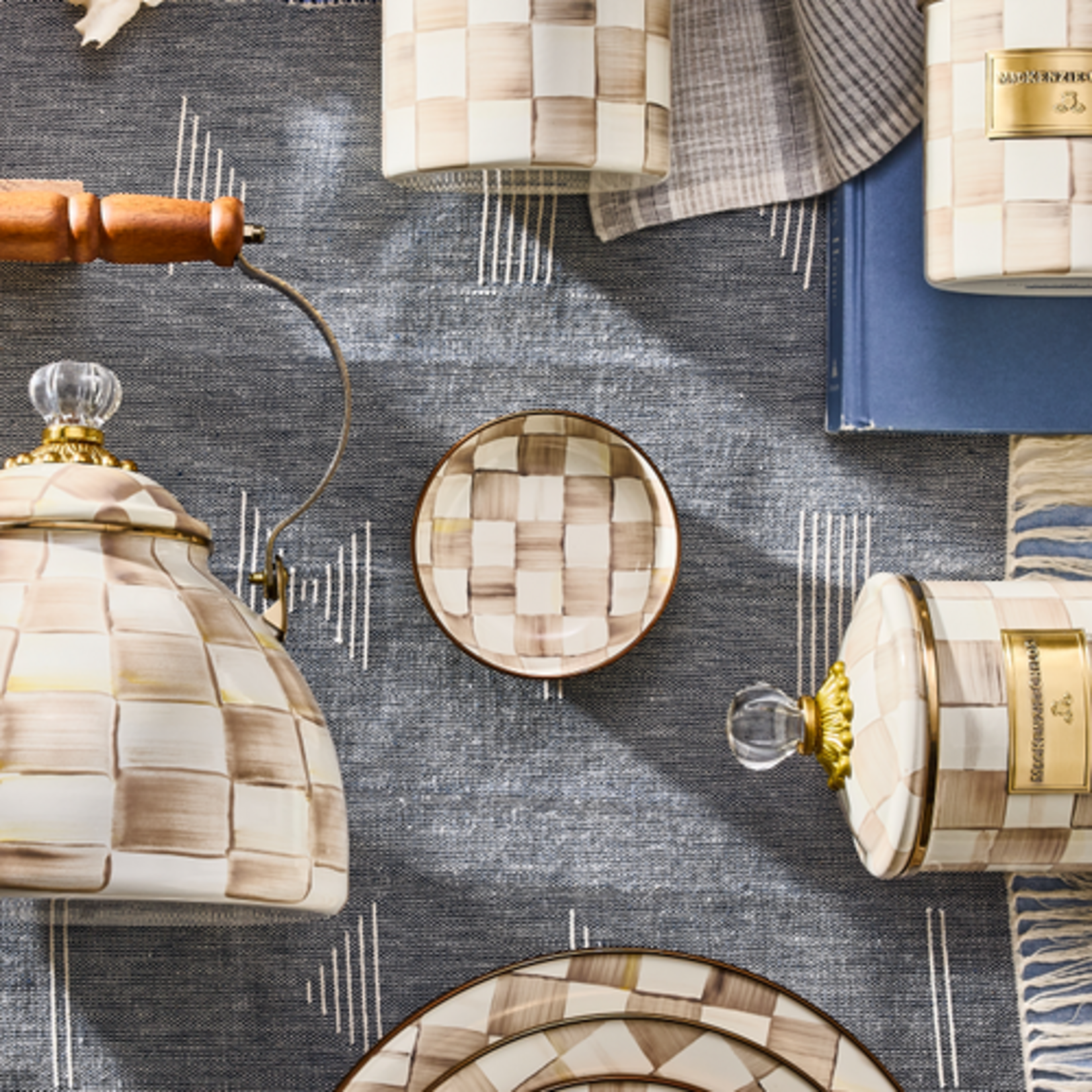 MacKenzie-Childs mocha check relish dish